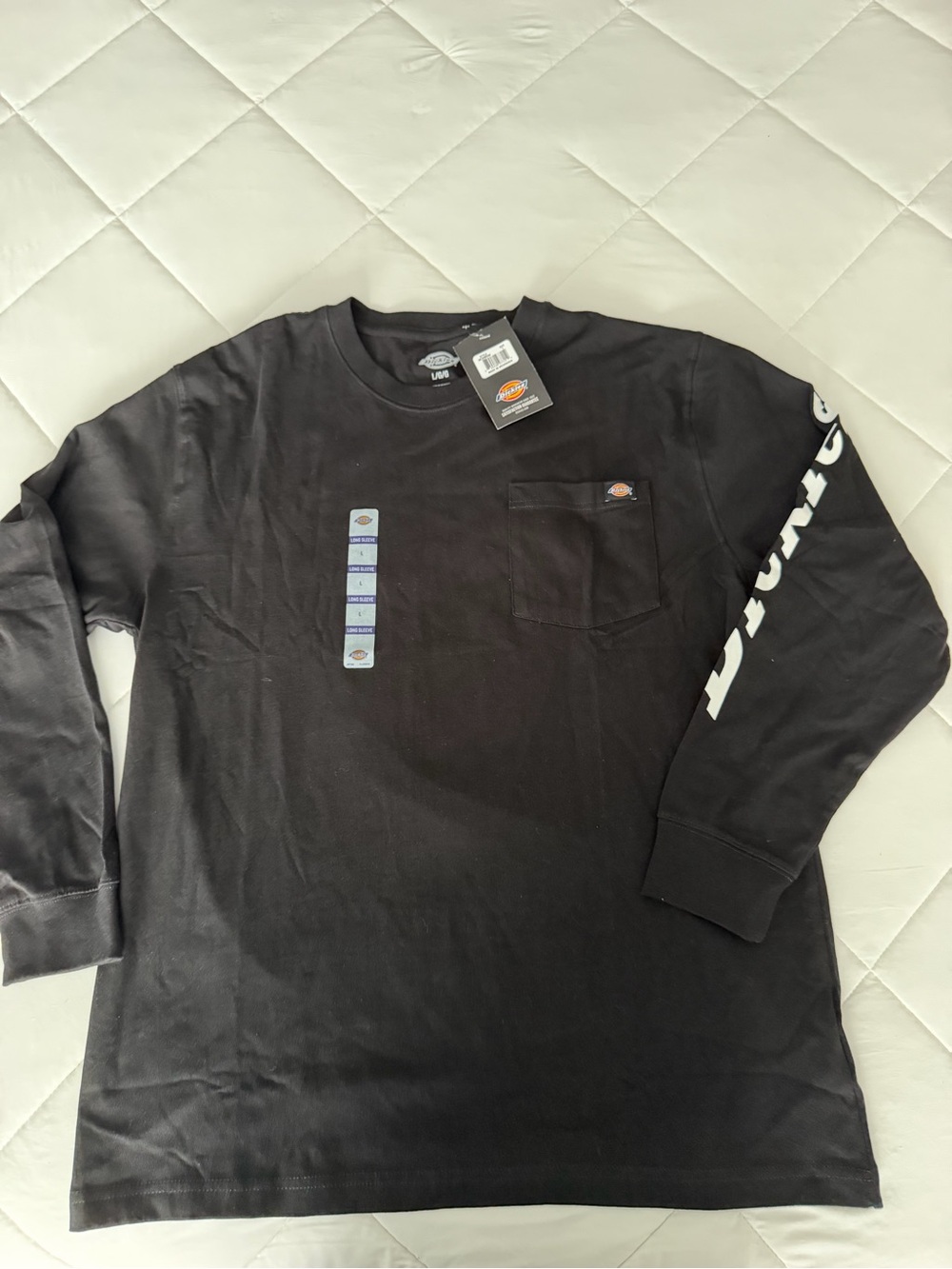 Dickies Black Long Sleeve Pocket Tee with Sleeve Logo